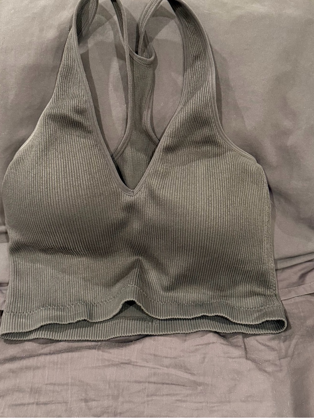 Never worn Wishlist Ribbed V-Neck Racerback Crop Top - Gray